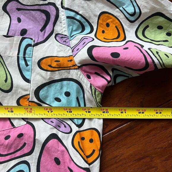 VTG aLab Mens Small Smiley Face Print Short Sleeve Button Up Shirt Funky Novelty - Picture 6 of 7